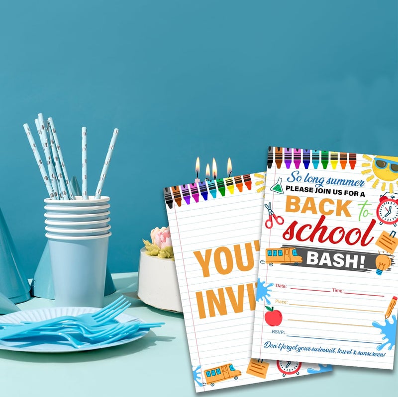 UPNEGE Back to School Party Invites End of Summer Party Invitations with Envelopes, Pack of 20 - Image 5